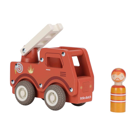 Lille hollandsk brandbil inklusive pegdoll - træ
