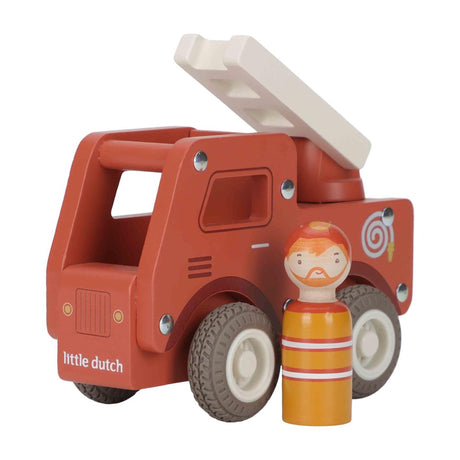 Lille hollandsk brandbil inklusive pegdoll - træ