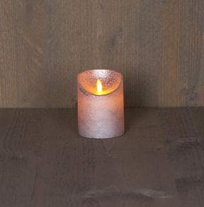 Led kaars rustiek incl. timer - 7.50x10.00cm - zilver