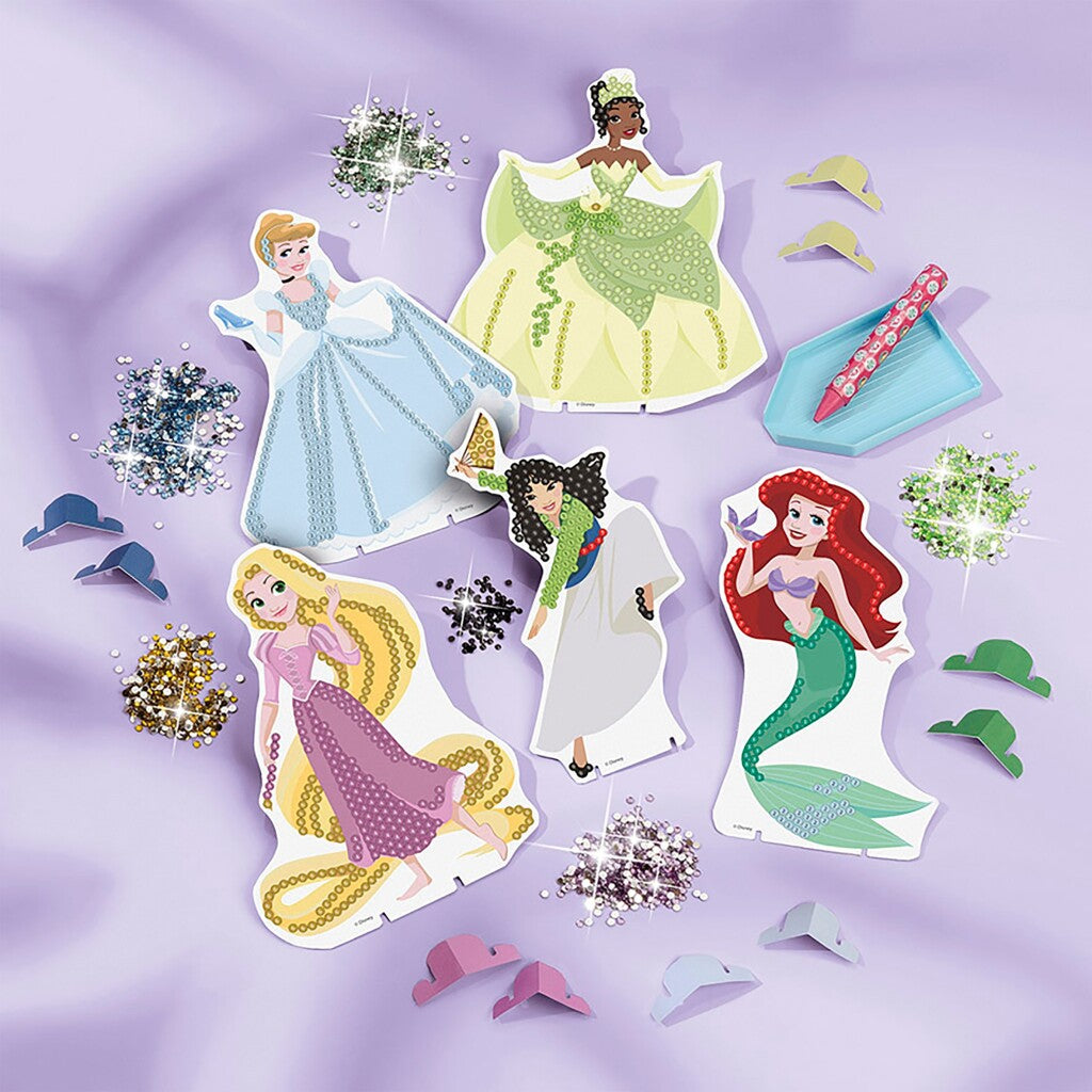 Totum Disney prinsessehåndværkssæt 5 modeprinsesser dekorerer med 1000+ rhinsten - diamantmalerhåndværk kreativt legetøj