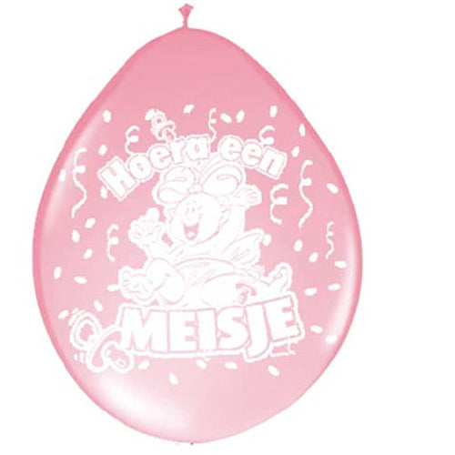 Grundballon hurra en pige 30cm 8 stk