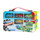 Turbo racer samlekuffert med biler og legetæppe, 6 stk.