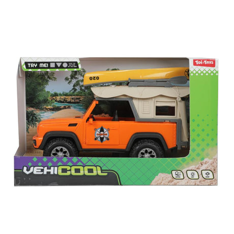 Toi-legetøj vehicool bil + kano + friktion + lys og lyd