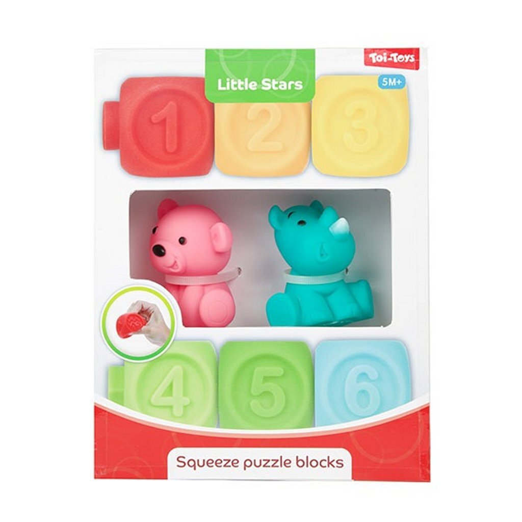Små stjerner baby stable blokke 6 stykker + 2 dyr