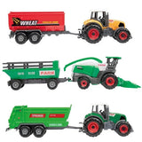 Toi-legetøj metal landbrugssæt 6-delt traktor + trailer 4 assorteret