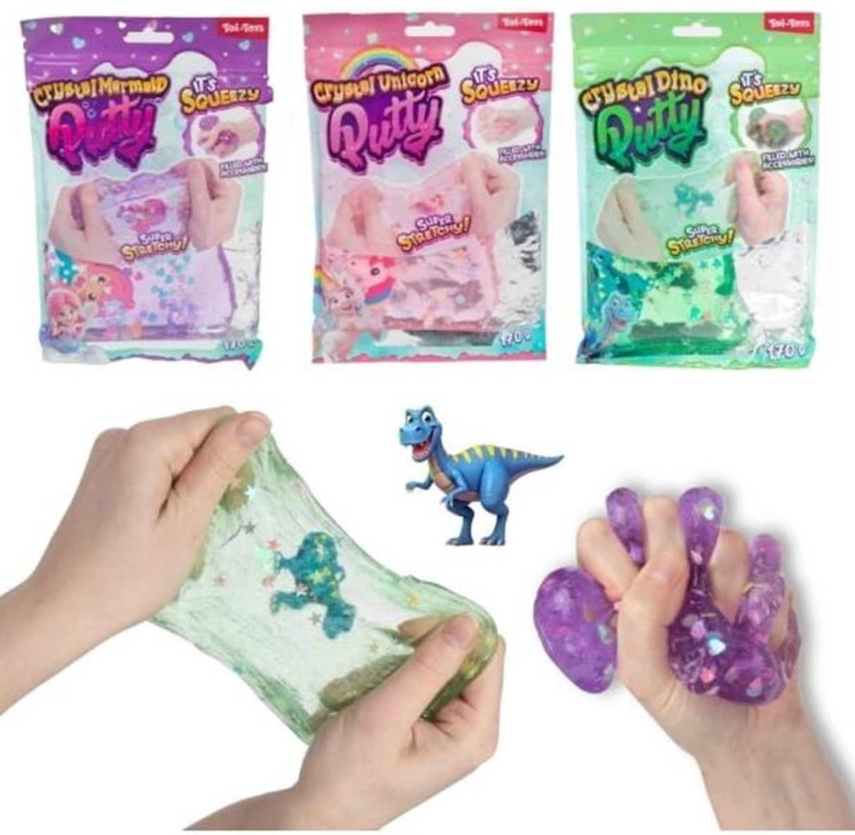 Toi-legetøj crystal slime 3 assorteret