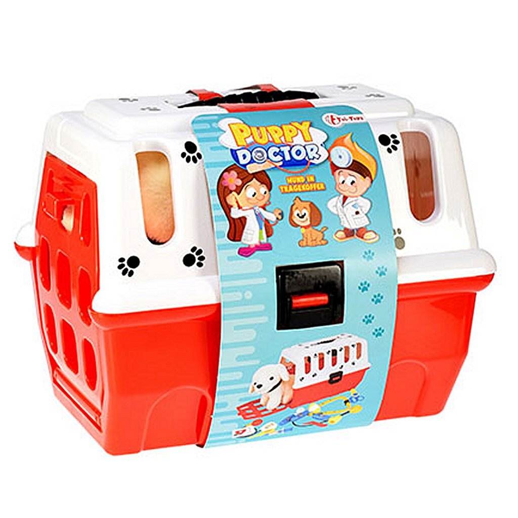 Toi-toys hvalp i rejsekurv + dyrlægetilbehør