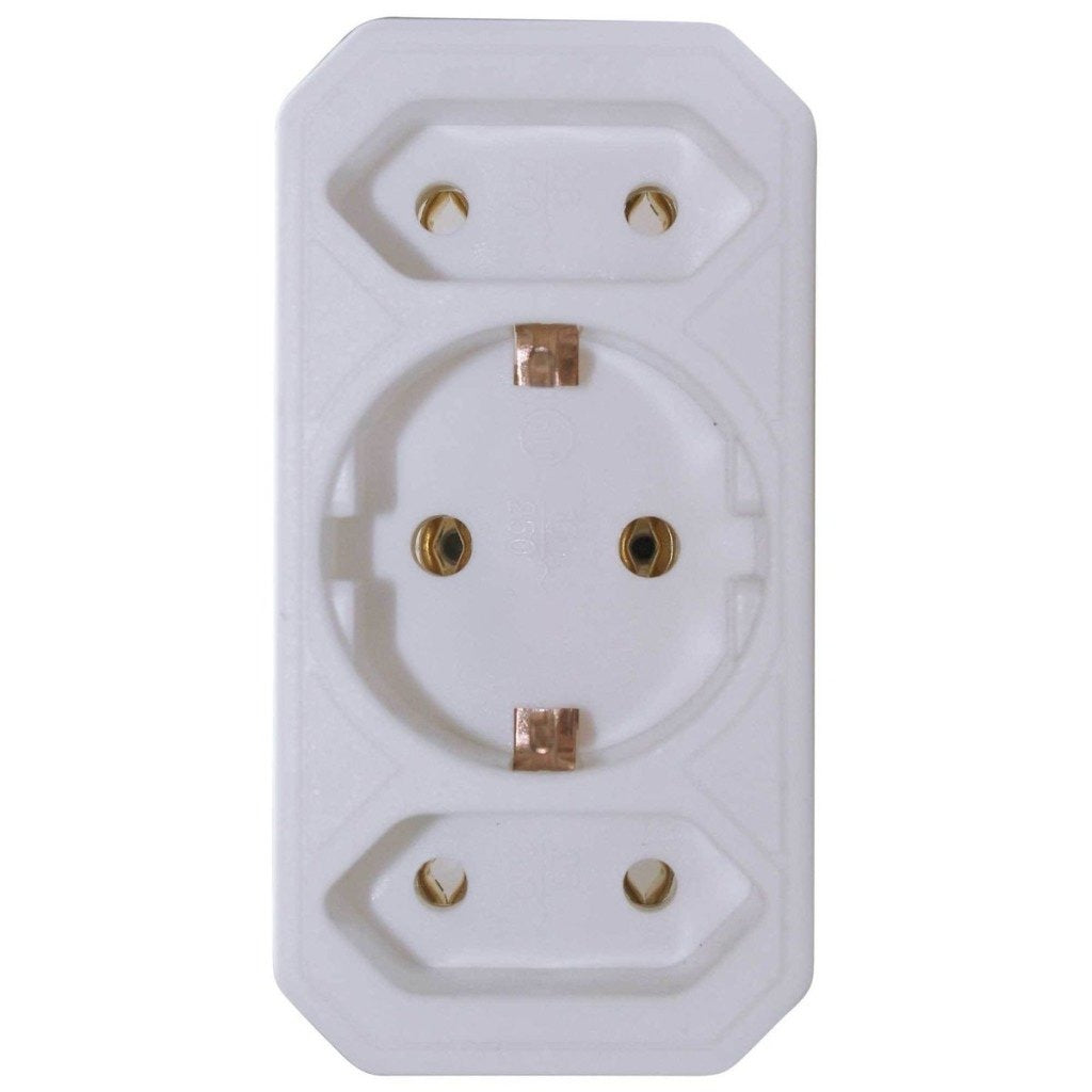 Vb 41198 adapterstik 2x euro + 1x firkantet hvid