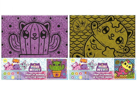 Mini mymy schilderen op nummer glitter canvas assorti