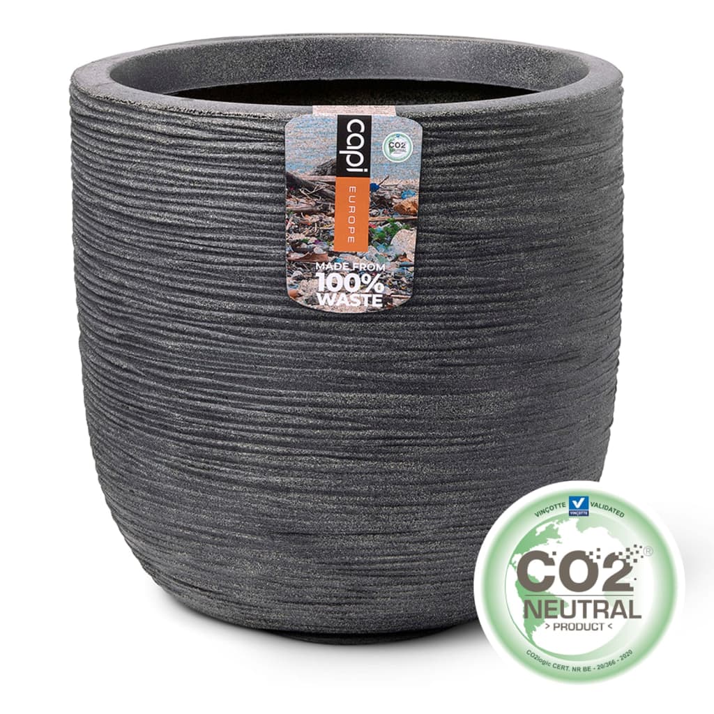 CAPI PLANTER VASK RIB 43X41 CM GREY