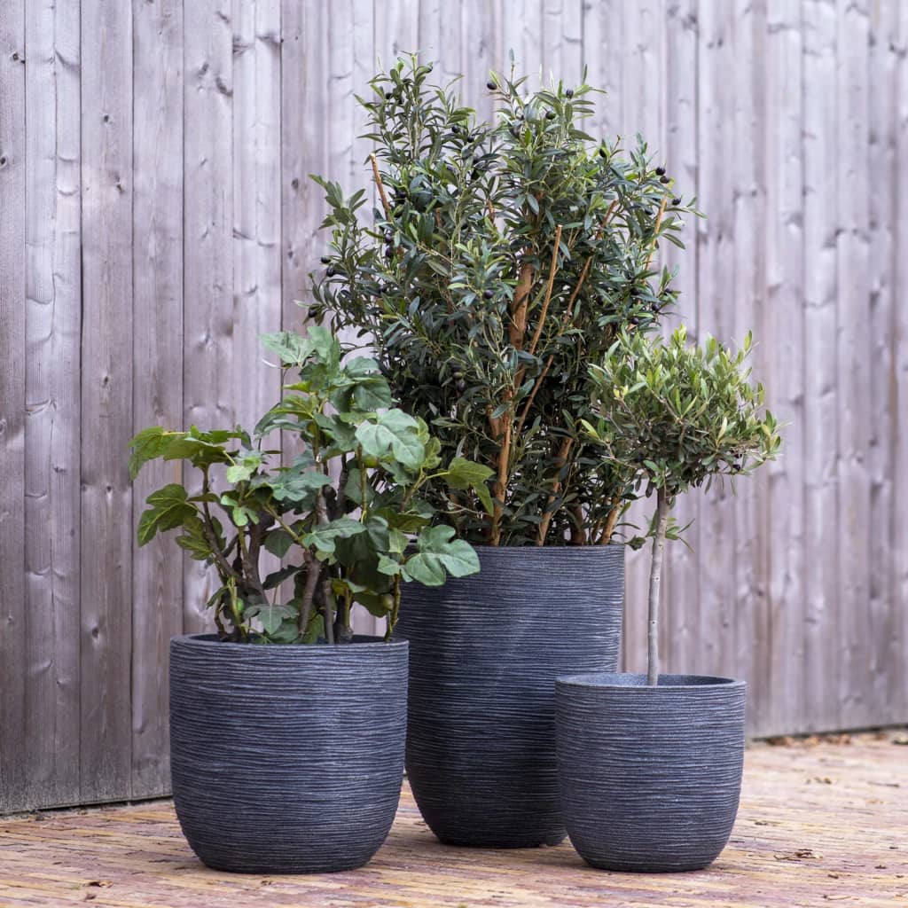 CAPI PLANTER VASK RIB 43X41 CM GREY