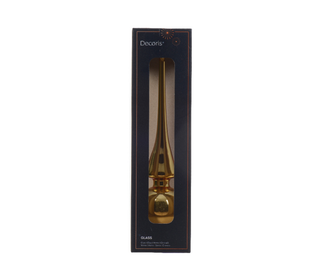 Decoris peak glas glans lys guld dia6x26cm