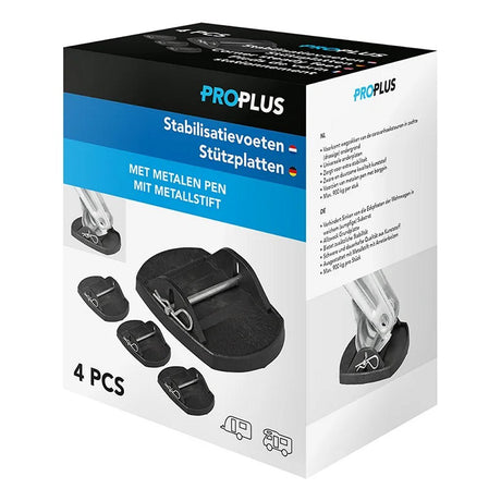stabiliseringsfødder med låsestift sort 4 stk