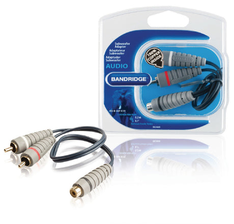 Bandridge bal4600 subwoofer kabel 2x rca han - rca hun 0,20 m blå