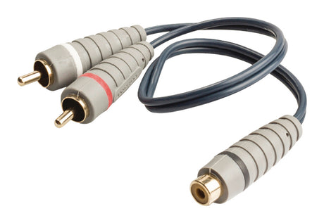 Bandridge bal4600 subwoofer kabel 2x rca han - rca hun 0,20 m blå