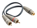 Bandridge bal4600 subwoofer kabel 2x rca han - rca hun 0,20 m blå