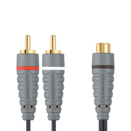 Bandridge bal4600 subwoofer kabel 2x rca han - rca hun 0,20 m blå