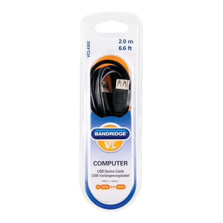 Bandridge USB 2.0 en han til USB 2.0 en hun 2 m sort