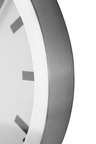 Nexttime station – vægur bordur – 19 cm – børstet aluminium – hvid