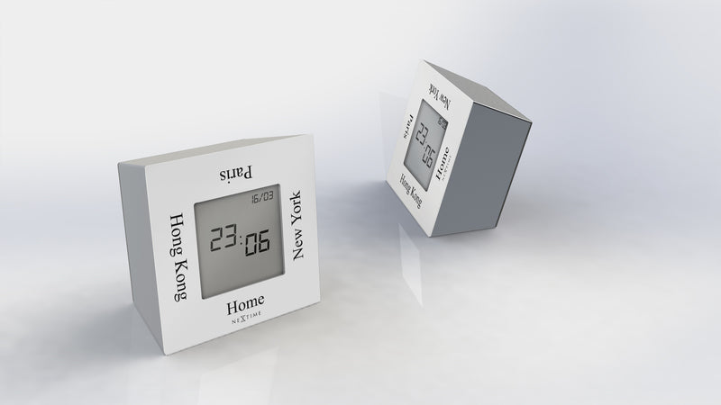Nextime ne-5190wi vækkeur 7,4x4x7,4cm metal, hvid, 'turn4time'