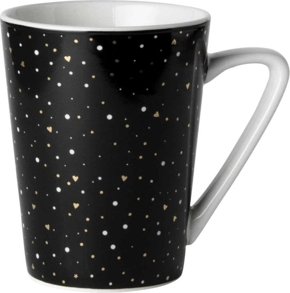 Hollandsk rose loft sort og hvid krus sort med glitter 31 cl