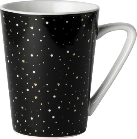 Hollandsk rose loft sort og hvid krus sort med glitter 31 cl