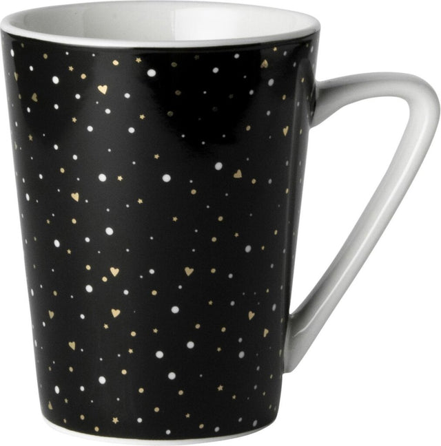 Hollandsk rose loft sort og hvid krus sort med glitter 31 cl