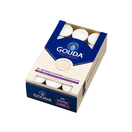 Gouda fyrfadslys brænder 6 timer i æske 45 stk
