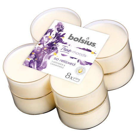 Bolsius true moods maxi lights lavendel-kamille 8 stk