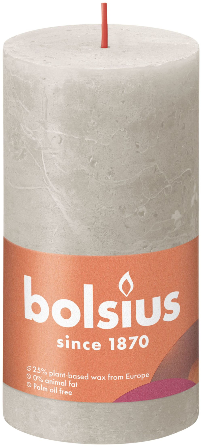 Bolsius shine kollektion rustik søjlelys 130 68 sandgrå - sandgrå