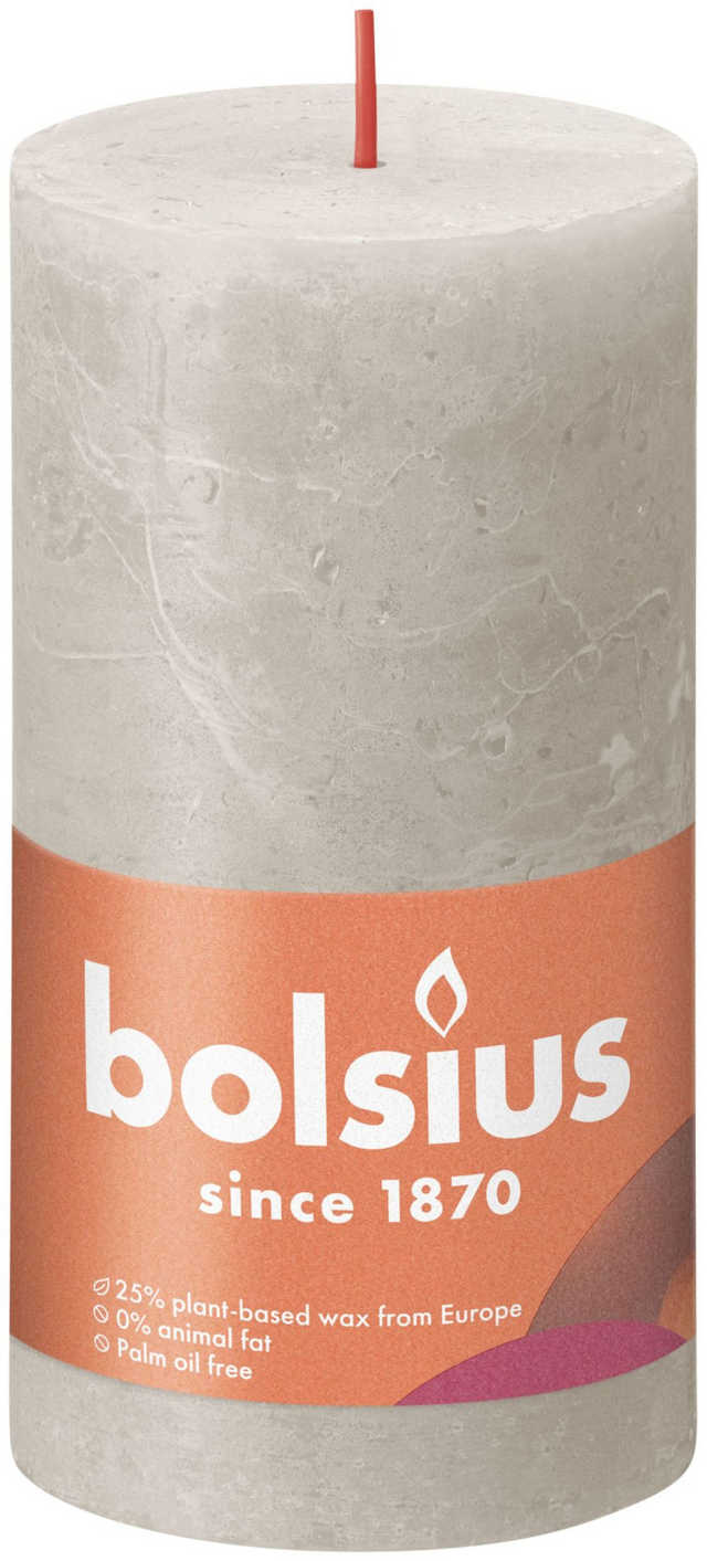 Bolsius shine kollektion rustik søjlelys 130 68 sandgrå - sandgrå