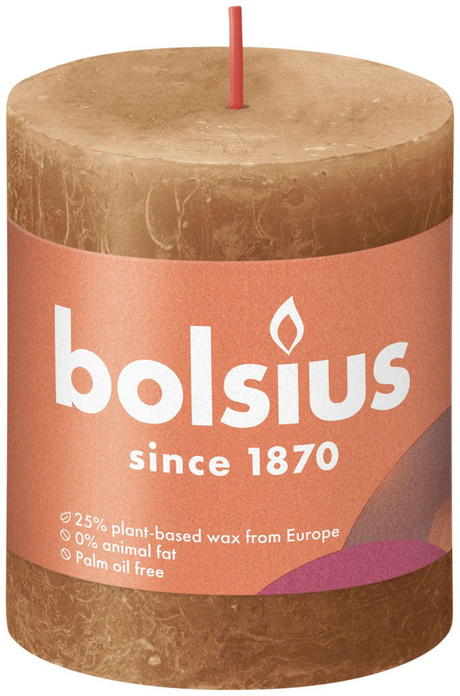 Bolsius shine kollektion rustik søjlelys 80 68 krydderi brun - krydret brun