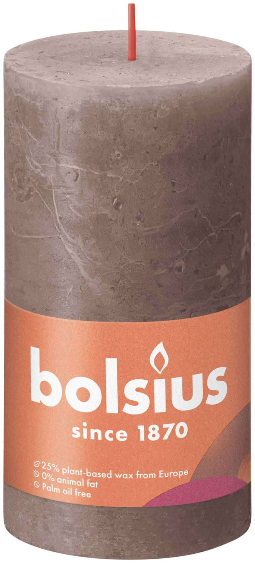 Bolsius shine kollektion rustik søjlelys 130 68 rustik taupe