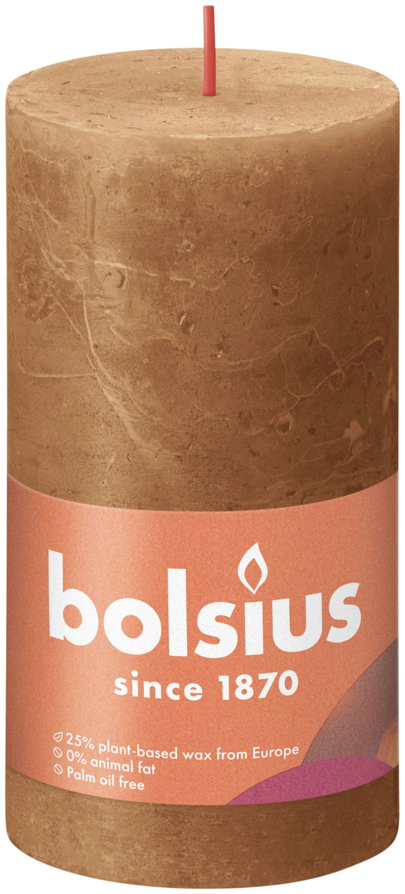 Bolsius shine kollektion rustik søjlelys 130 68 krydderi brun - krydret brun
