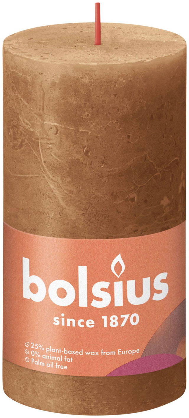 Bolsius shine kollektion rustik søjlelys 130 68 krydderi brun - krydret brun
