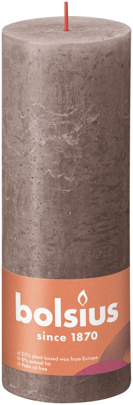 Bolsius shine kollektion rustik søjlelys 190 68 rustik taupe