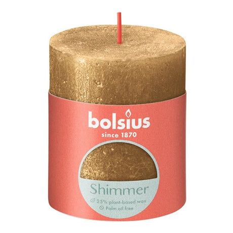 Bolsius søjlelys shimmer 8x6,8 cm guld