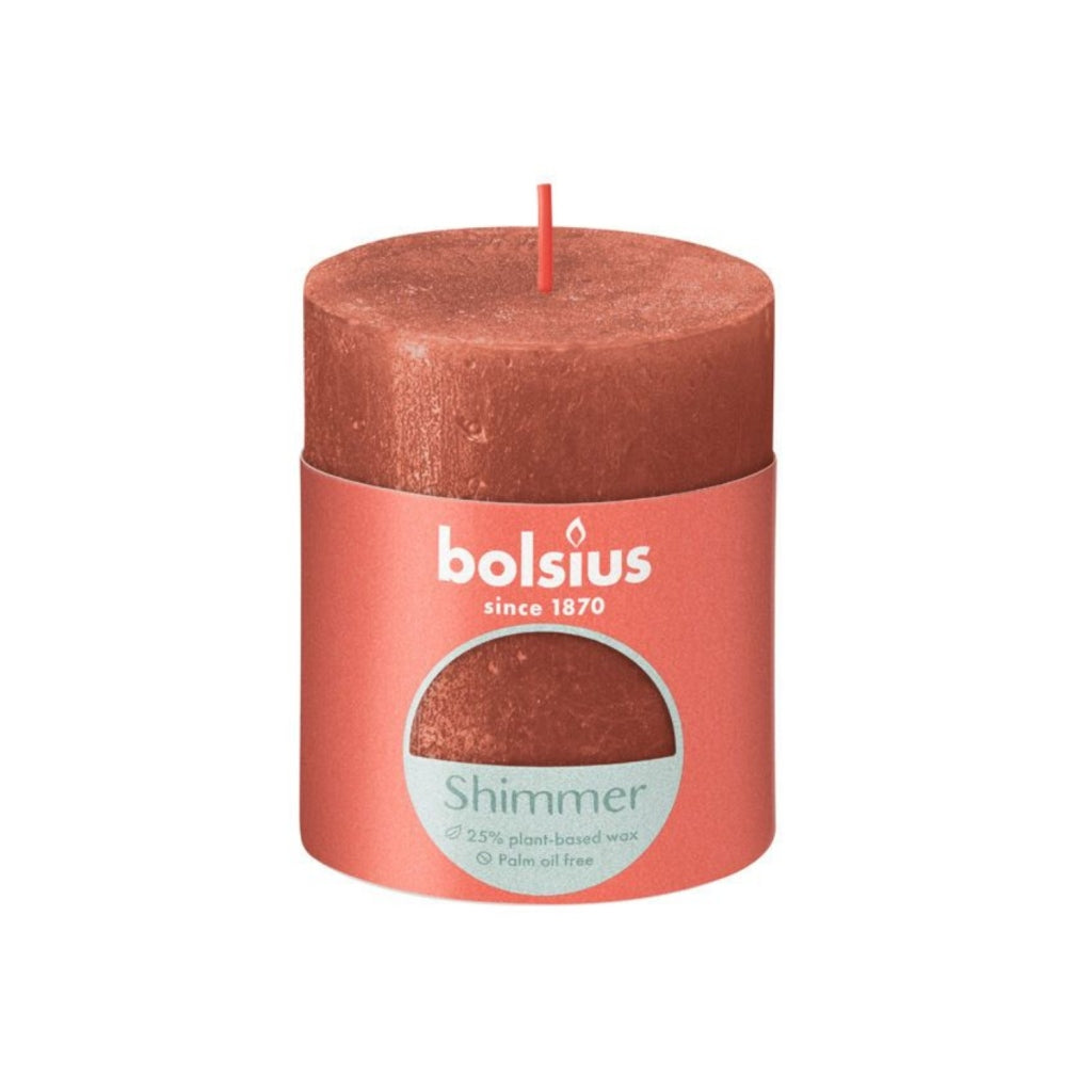 Bolsius rustik søjlelys 8x6,8 cm shimmer rav