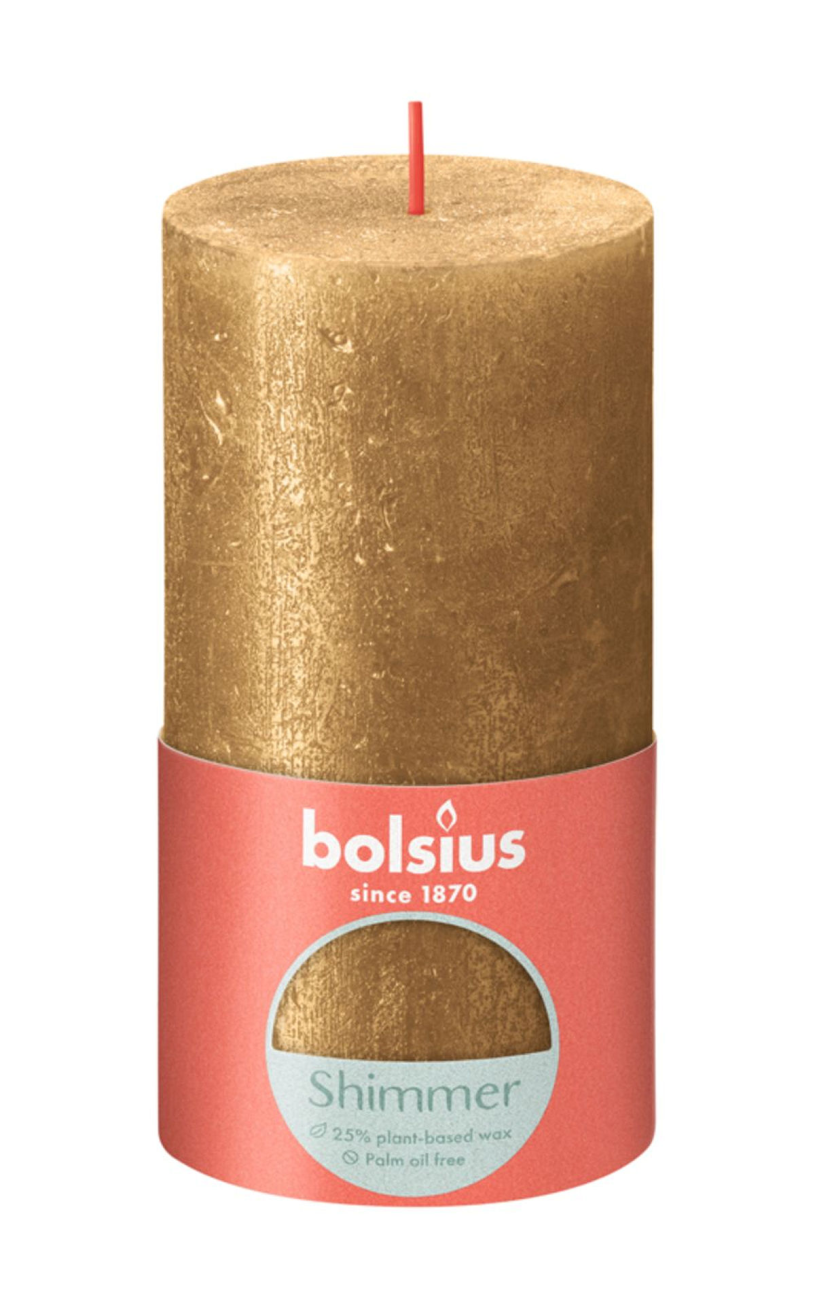 Bolsius Bolsius Søjlelys Shimmer 13x6,8 cm Guld