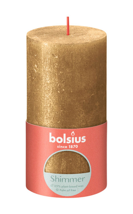 Bolsius Bolsius Søjlelys Shimmer 13x6,8 cm Guld