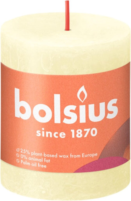 Bolsius søjlelys rustik smørgul 8 cm 7 cm