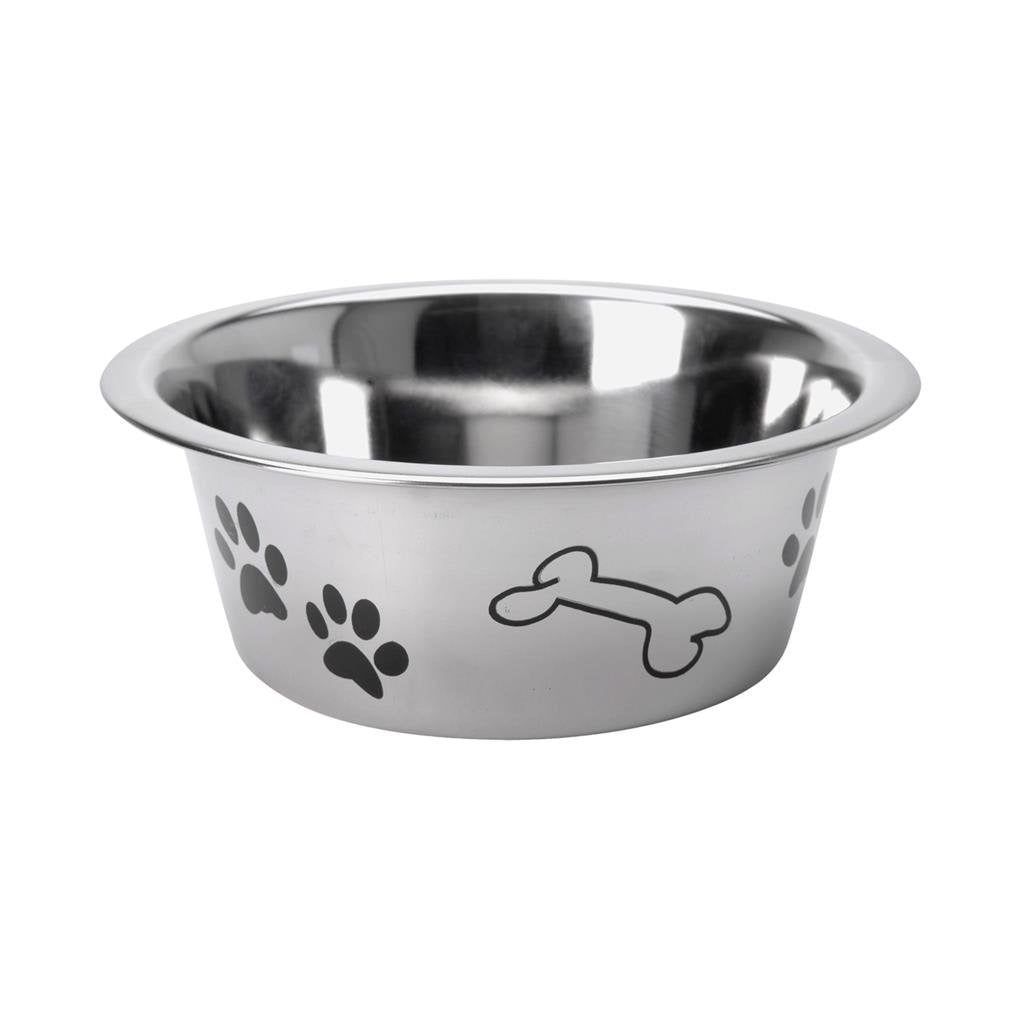 Basis hundefoder skål med print 16 cm rustfrit stål