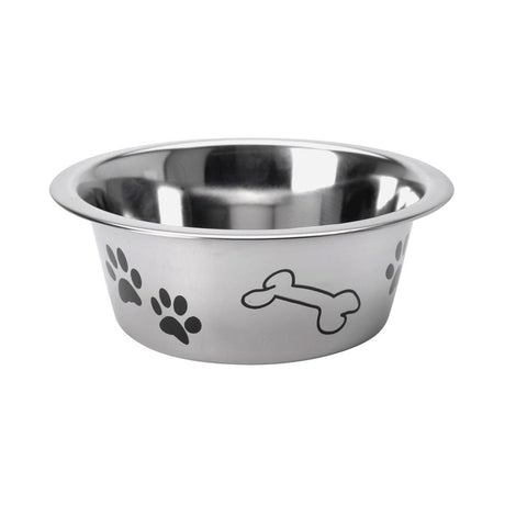 Basis hundefoder skål med print 16 cm rustfrit stål