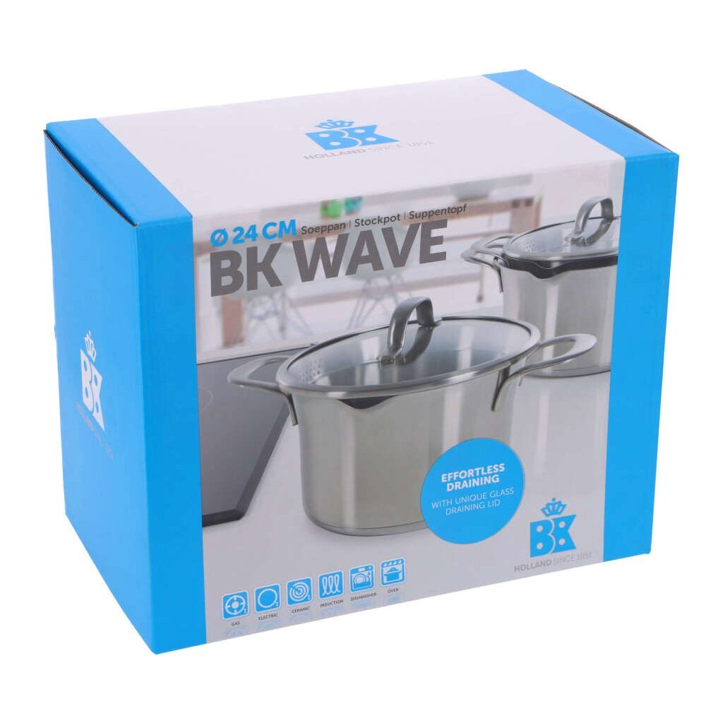 BK BK Wave Stockpot 24 cm Rustfrit Stål Glas