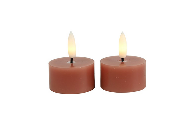 Countryfield led theelicht rustiek 4cm 2 stuks - roze