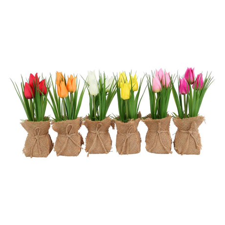 Countryfield kunstig blomst i potte tulipan flerfarvet h20cm