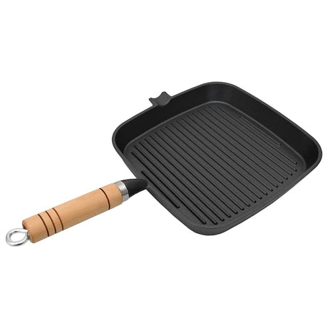 Vidaxl Grill Pan med træhåndtag Cast Iron 20x20 cm