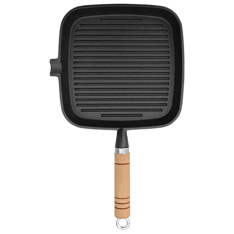 Vidaxl Grill Pan med træhåndtag Cast Iron 20x20 cm