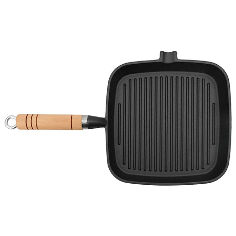 Vidaxl Grill Pan med træhåndtag Cast Iron 20x20 cm