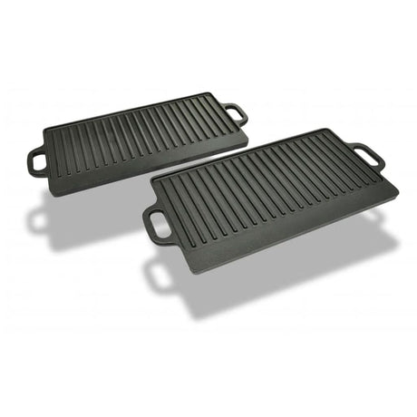 Vidaxl grillplade støbejern dobbelt -sidet 38x23 cm 2 m